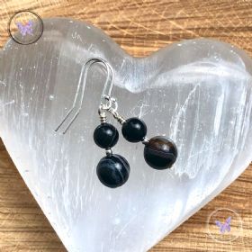 Black Sardonyx Silver Earrings